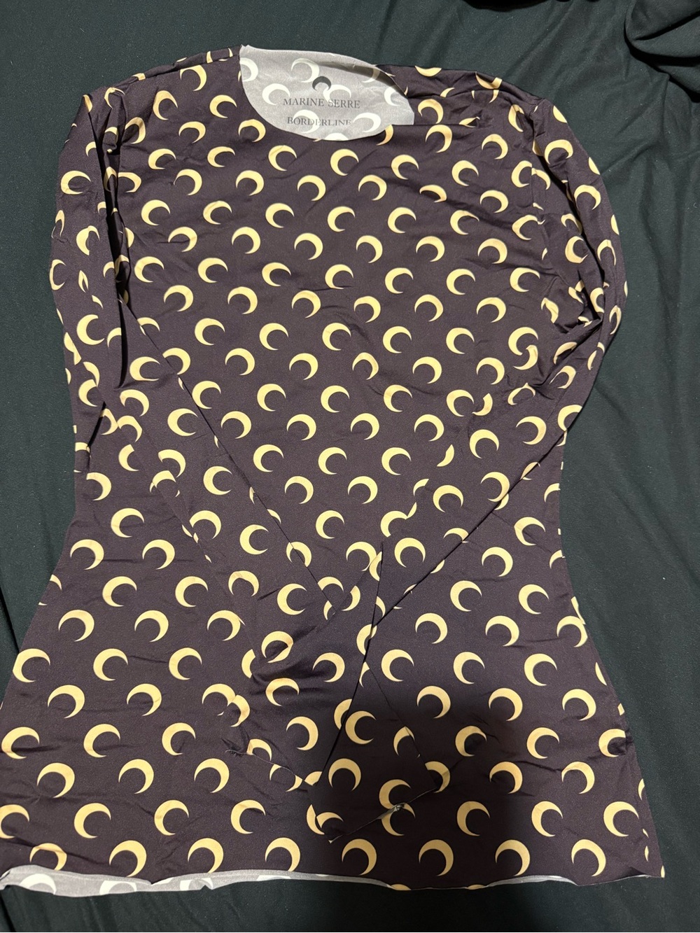 Marine Serre women Long-Sleeve Moon-Print Pajama Top in Black and Yellow